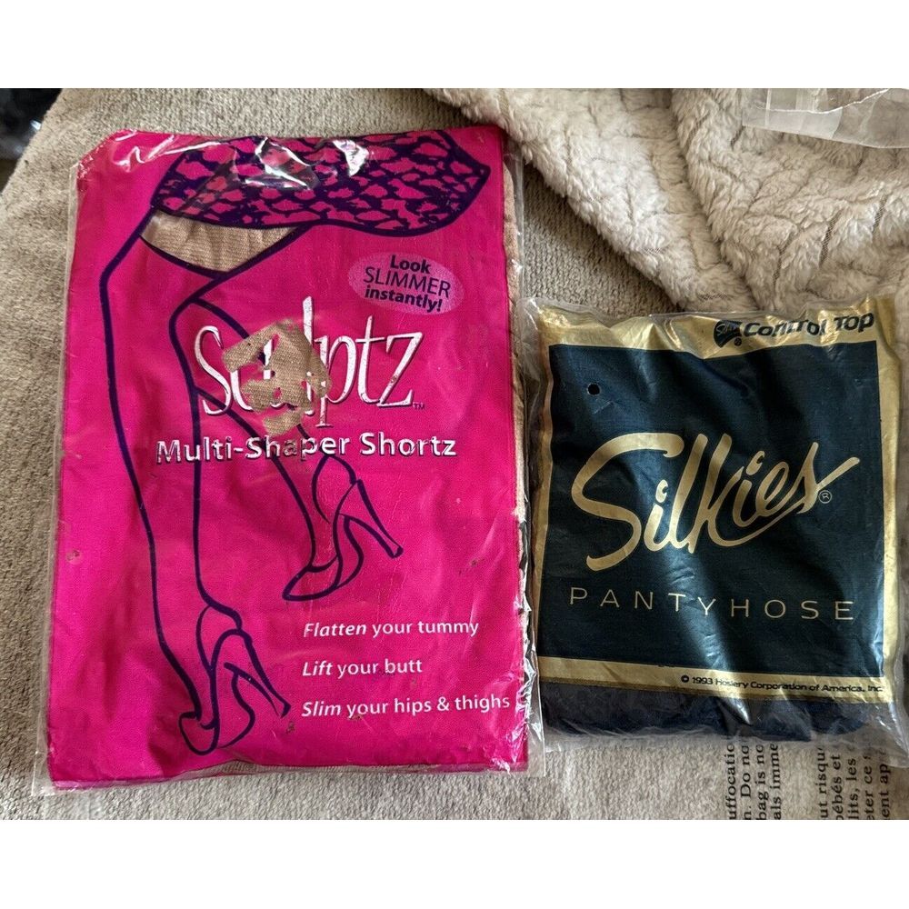 Nylon Pantyhose Lot Of Two Vintage Scuptz Silkies X-Tall
